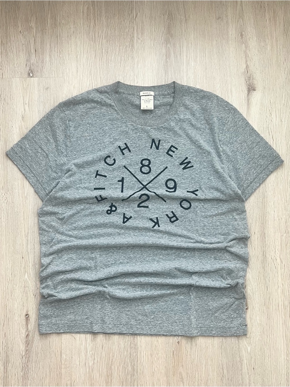 Vintage Y2K Abercrombie & Fitch T-Shirt Men Large Gray Muscle Fit Forest Outdoor